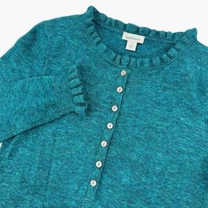 Sundance Women's Size Small Ruffle Neck Wool Cashmere Sweater Knit Button Up